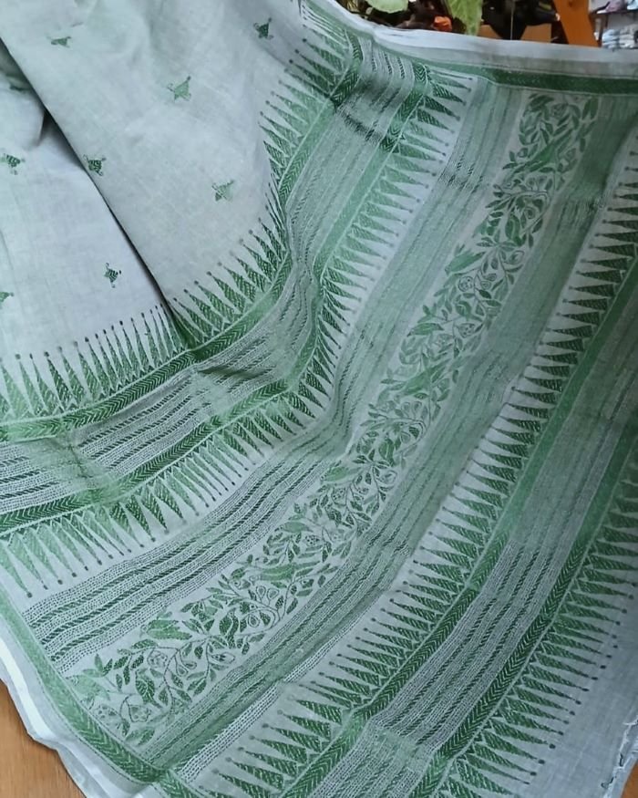 Cotton Kantha Saree from Santiniketan – (KNCS1013) - Image 3