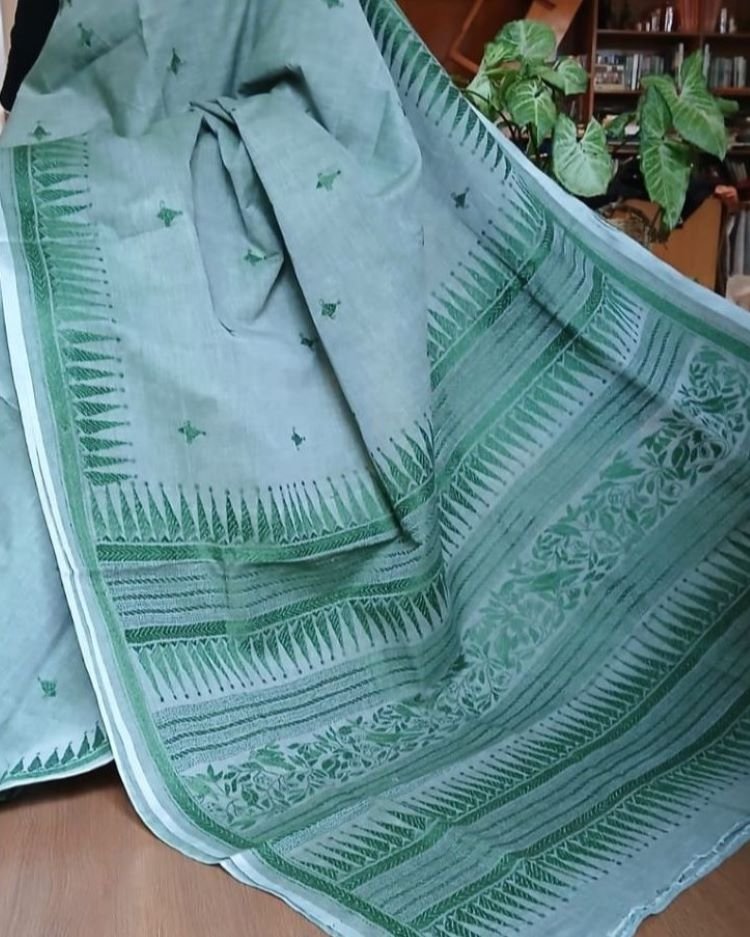 Cotton Kantha Saree from Santiniketan – (KNCS1013)