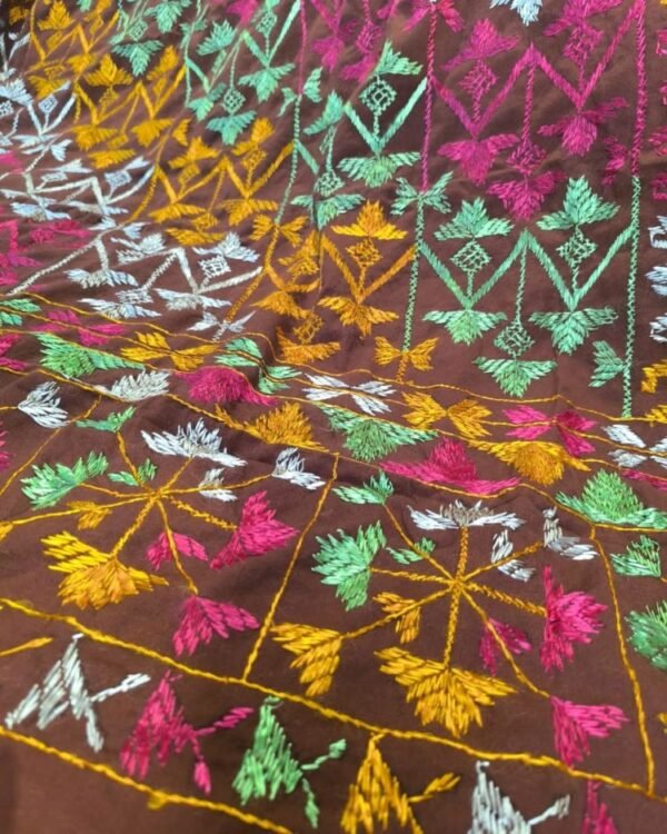 Phulkari Hand-embroidered Decorative Bedcover for single beds or divans - (PHDB001) - Image 2