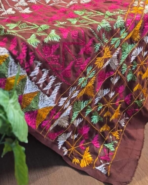 Phulkari Hand-embroidered Decorative Bedcover for single beds or divans - (PHDB001) - Image 3