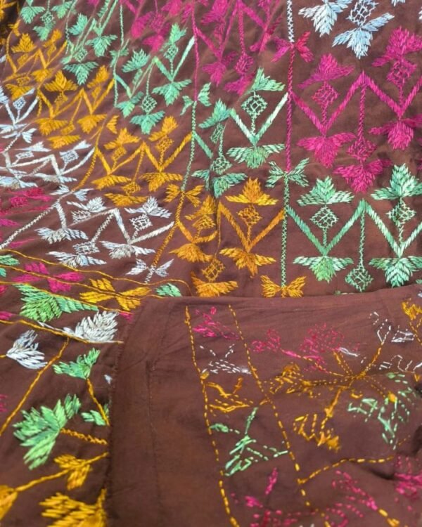 Phulkari Hand-embroidered Decorative Bedcover for single beds or divans - (PHDB001) - Image 4