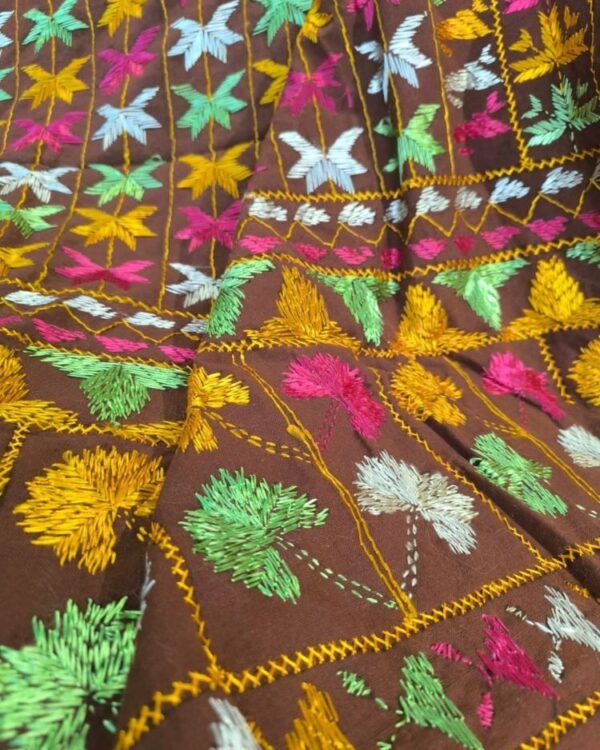 Phulkari Hand-embroidered Decorative Bedcover for single beds or divans - (PHDB002) - Image 2