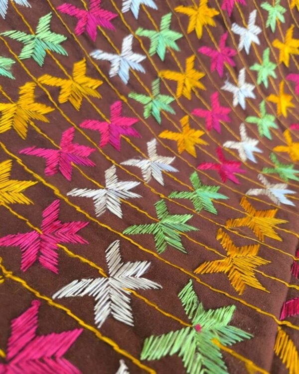 Phulkari Hand-embroidered Decorative Bedcover for single beds or divans - (PHDB002) - Image 3