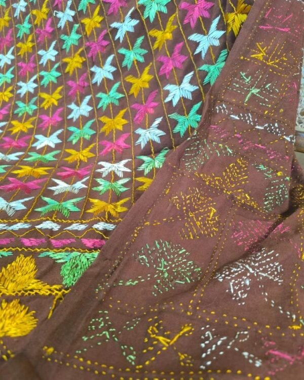 Phulkari Hand-embroidered Decorative Bedcover for single beds or divans - (PHDB002) - Image 4