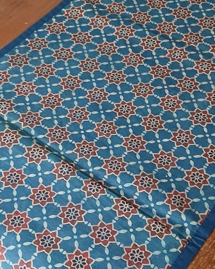 Embroidered Ajrakh Table Runner in Natural Dyes - (EATR0002) - Image 3