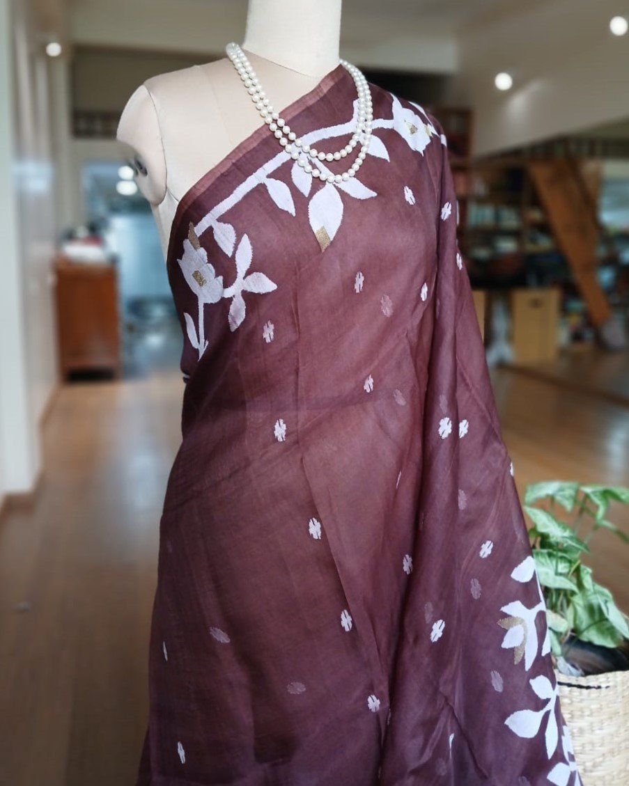 Handweave Jamdani Silk Saree – (SJMS1063) - Image 2