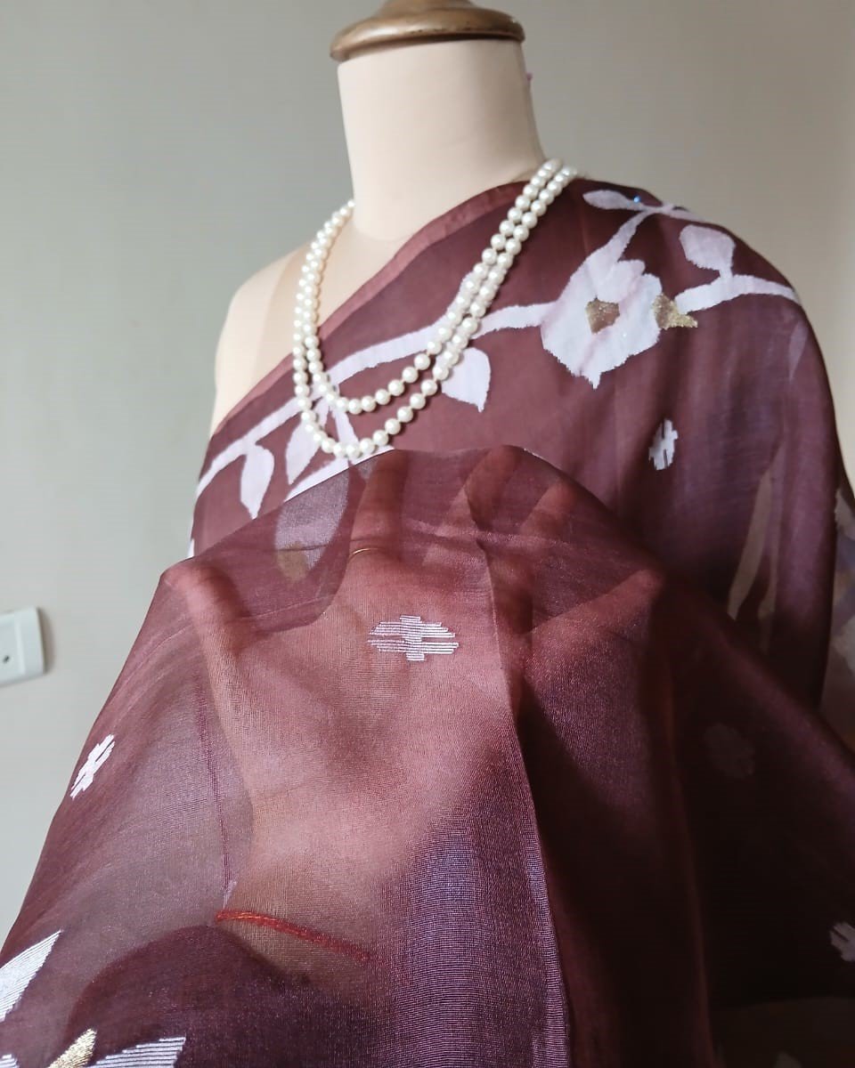 Handweave Jamdani Silk Saree – (SJMS1063) - Image 3