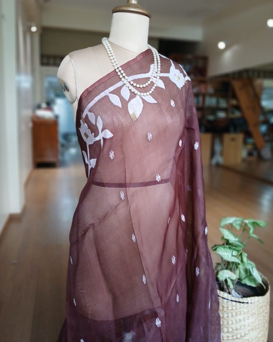Handweave Jamdani Silk Saree – (SJMS1063) - Image 4