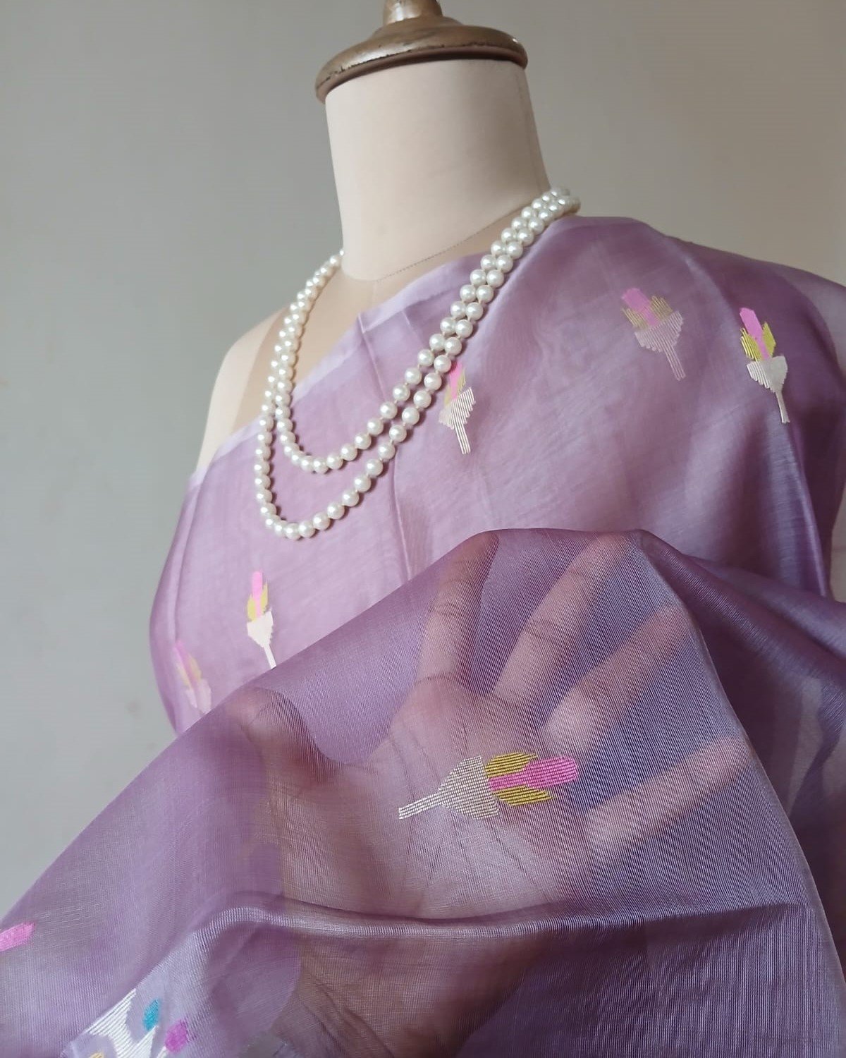 Handweave Jamdani Silk Saree – (SJMS1058) - Image 3
