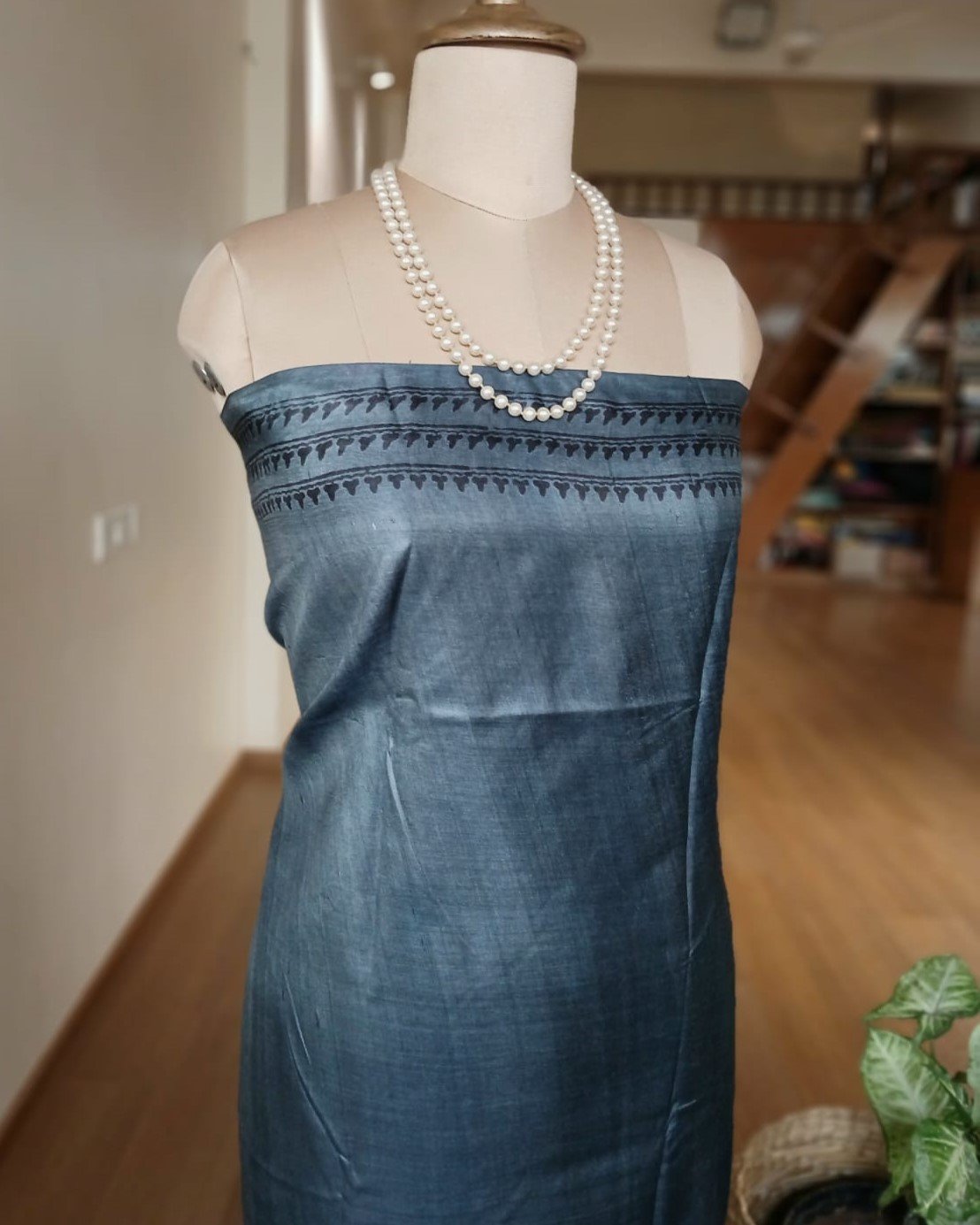 Pure tussar silk saree with Bengal Hand Blockprint, from Icchapur - (PTSS0001) - Image 11