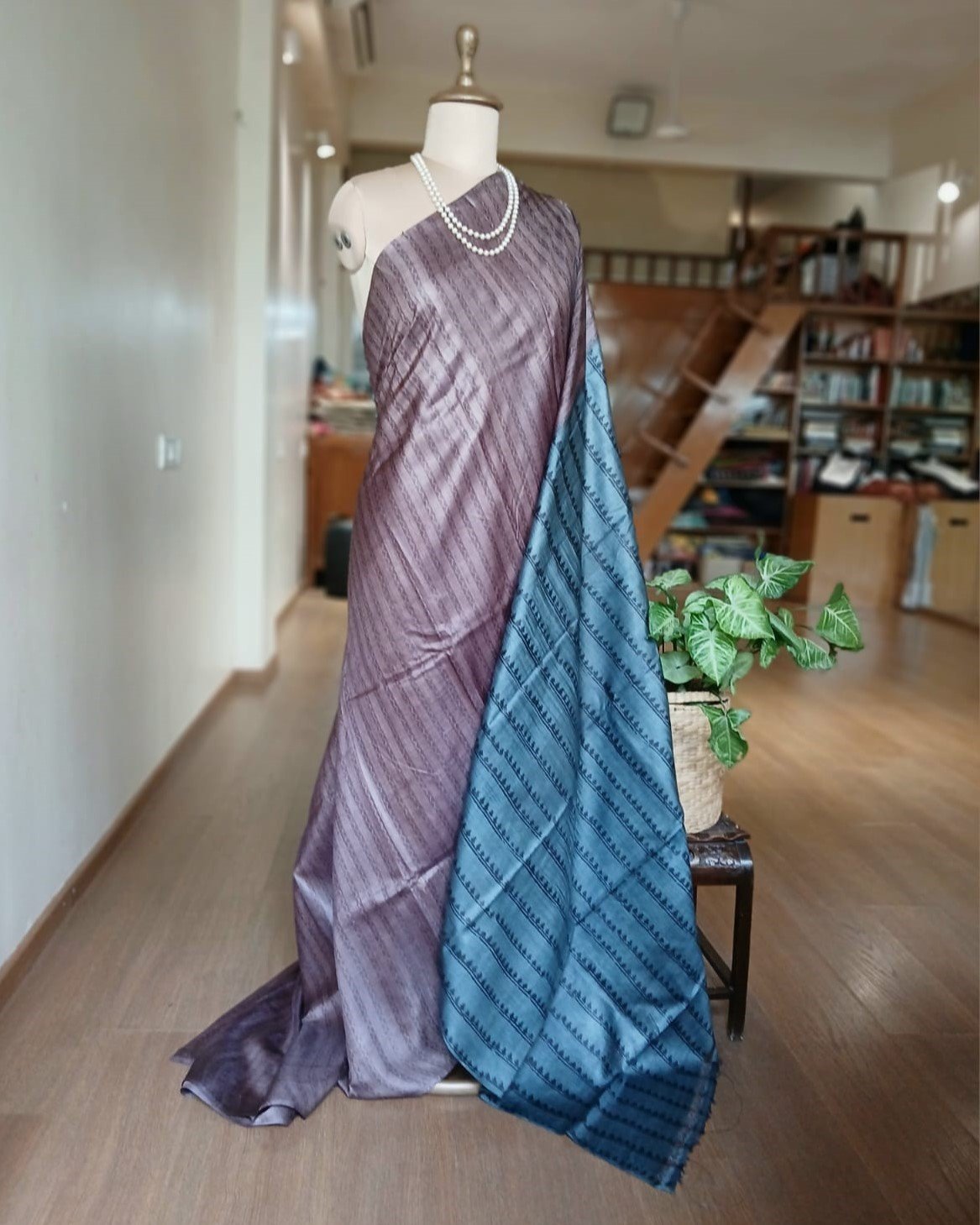 Pure tussar silk saree with Bengal Hand Blockprint, from Icchapur - (PTSS0001) - Image 2