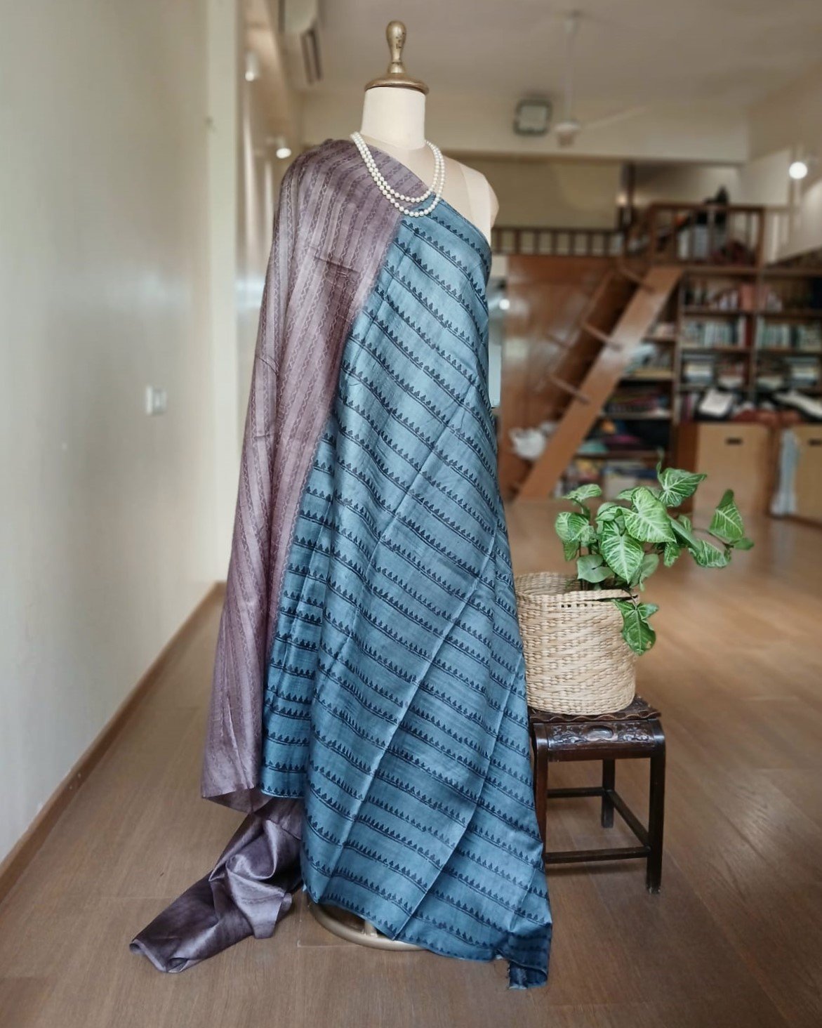 Pure tussar silk saree with Bengal Hand Blockprint, from Icchapur - (PTSS0001) - Image 8