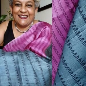 Pure tussar silk saree with Bengal Hand Blockprint, from Icchapur - (PTSS0003)