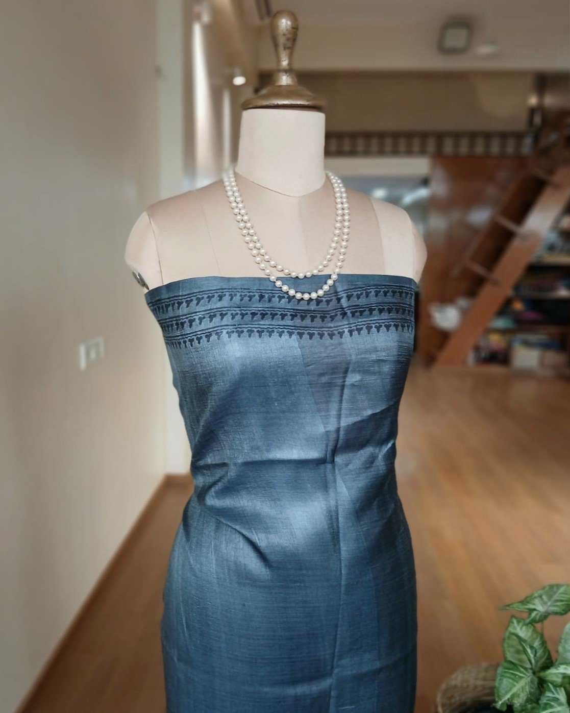 Pure tussar silk saree with Bengal Hand Blockprint, from Icchapur - (PTSS0003) - Image 11