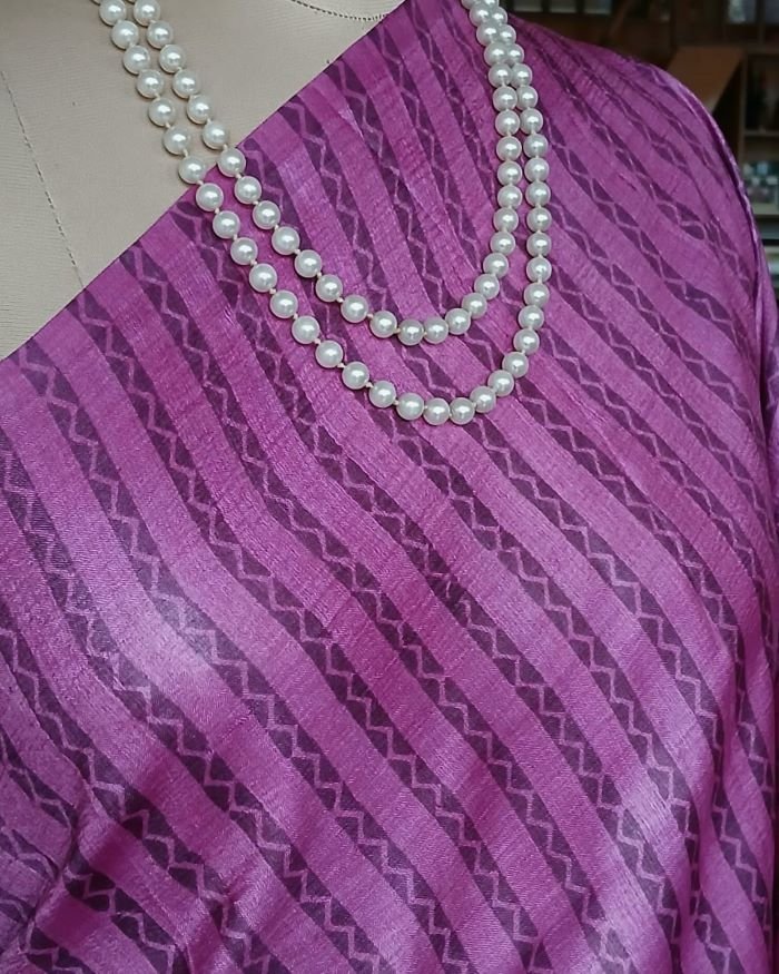 Pure tussar silk saree with Bengal Hand Blockprint, from Icchapur - (PTSS0003) - Image 4