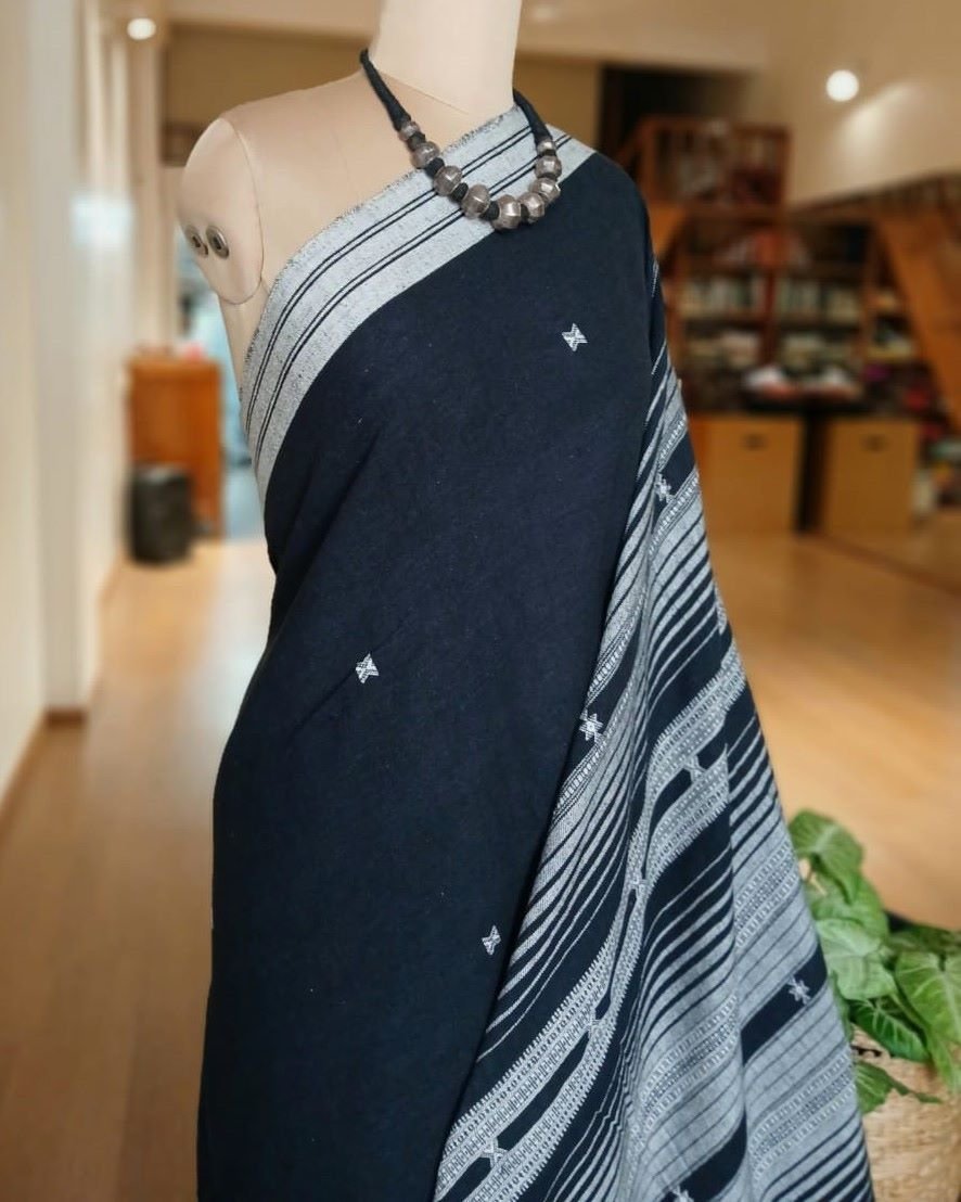 Bhujodi Saree handwoven in Kala Cotton – (BHUJ0067) - Image 5