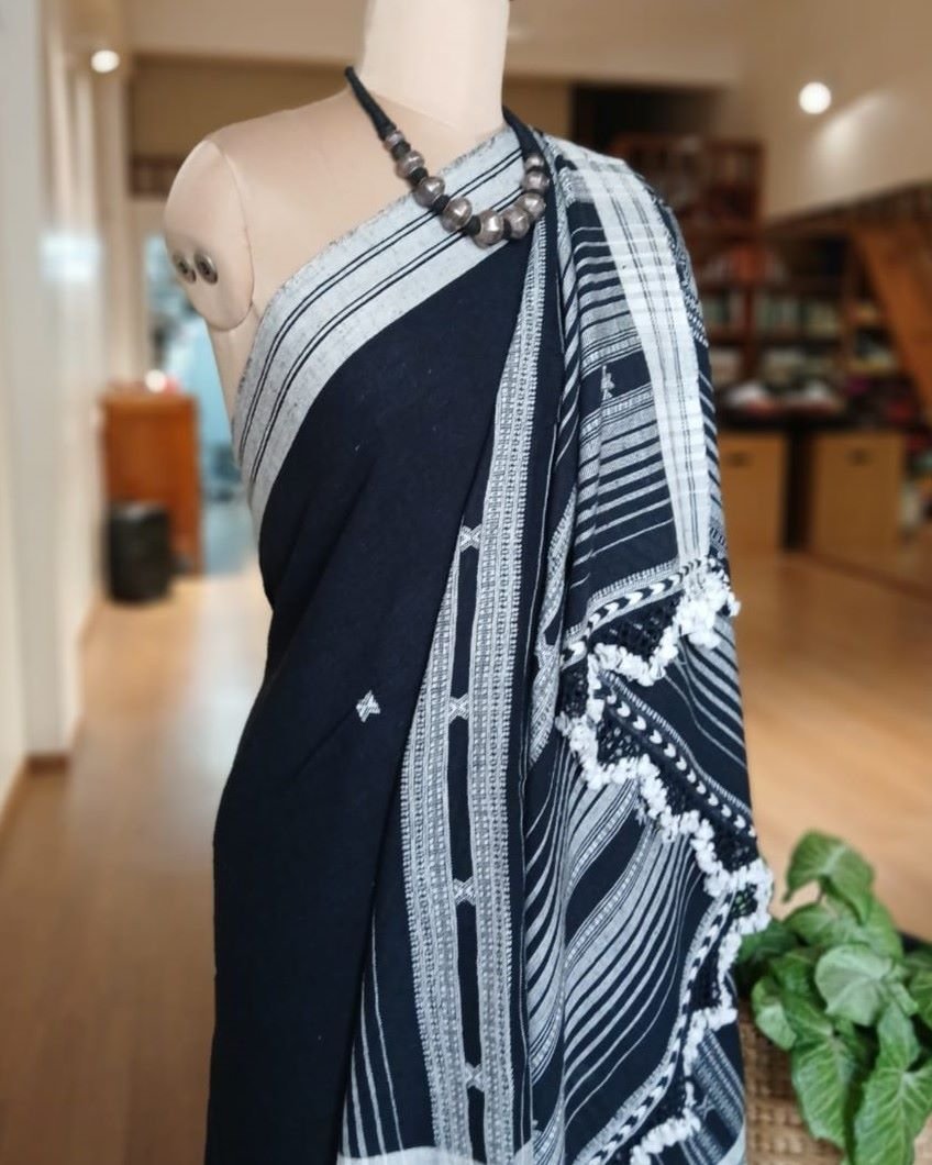 Bhujodi Saree handwoven in Kala Cotton – (BHUJ0067) - Image 2
