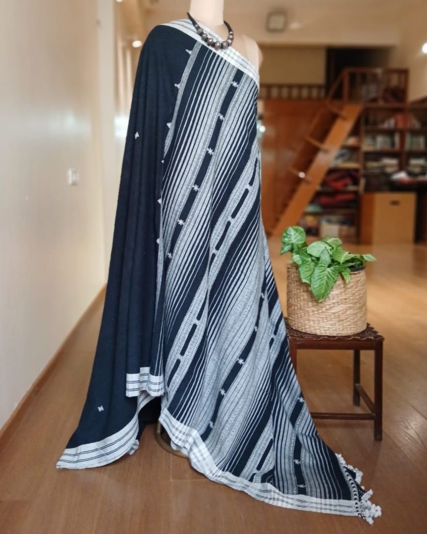 Bhujodi Saree handwoven in Kala Cotton – (BHUJ0067) - Image 6