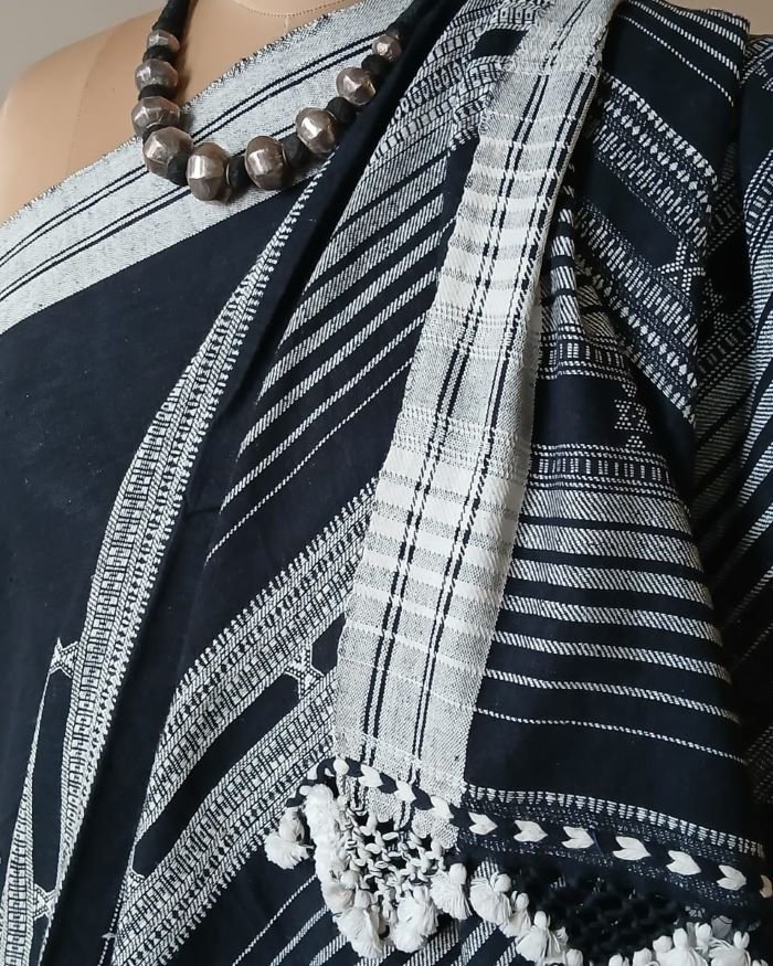 Bhujodi Saree handwoven in Kala Cotton – (BHUJ0067) - Image 3