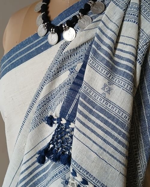 Bhujodi Saree handwoven in Kala Cotton – (BHUJ0068) - Image 3