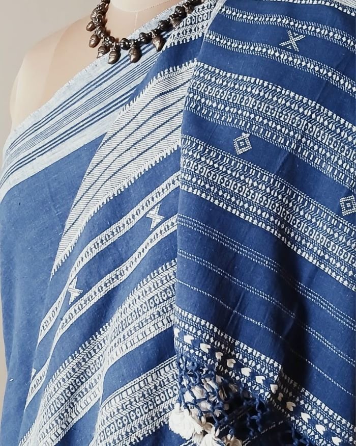 Bhujodi Saree handwoven in Kala Cotton – (BHUJ0077) - Image 3