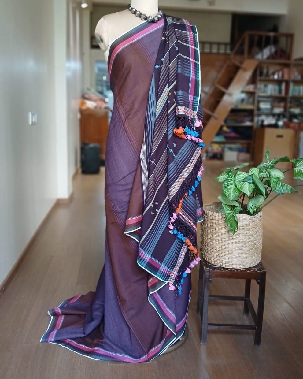 Bhujodi Saree handwoven in Kala Cotton – (BHUJ0073)