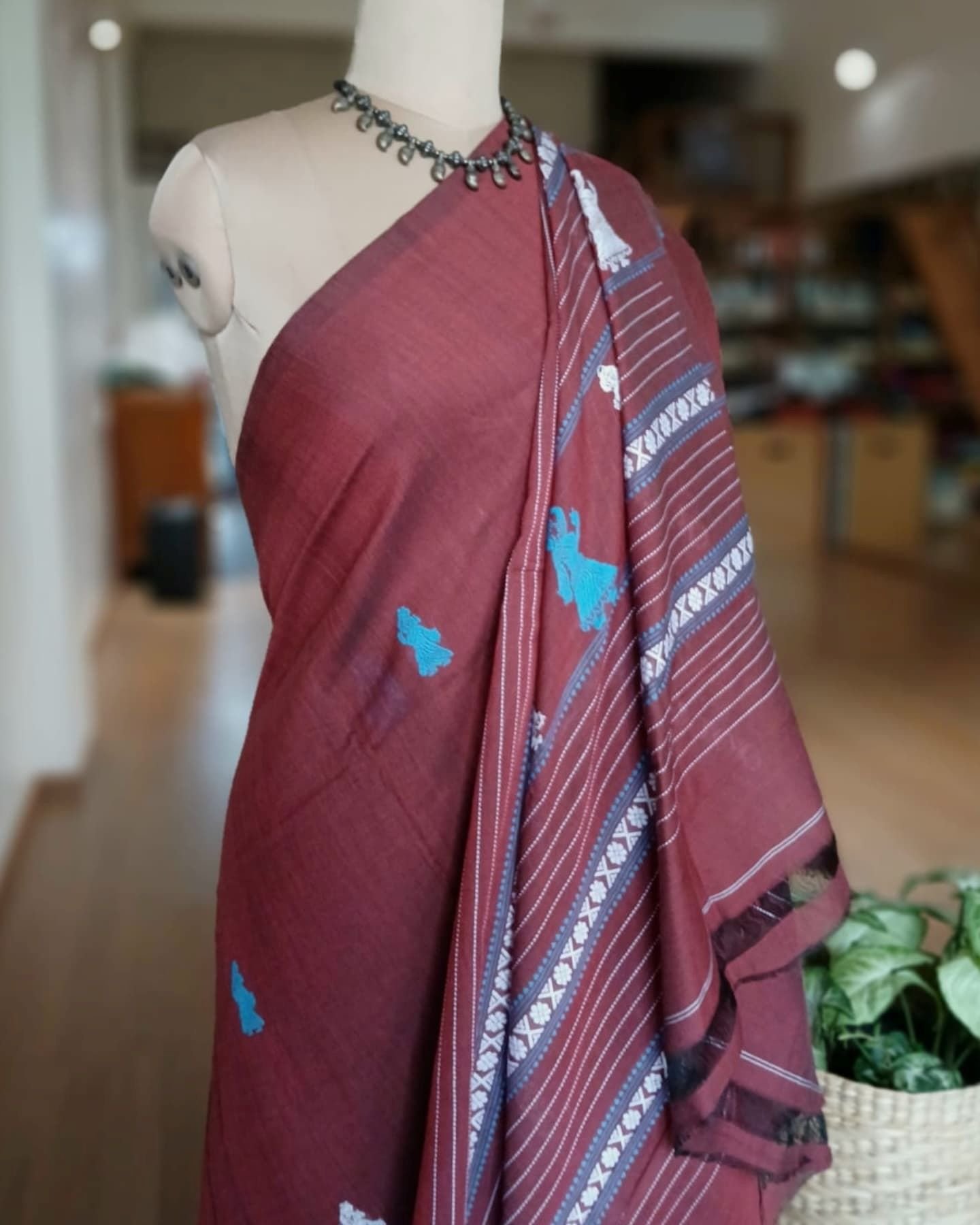 Gollabhama (milkmaid / gopika) handweave saree in cotton – (WGHS0010) - Image 3
