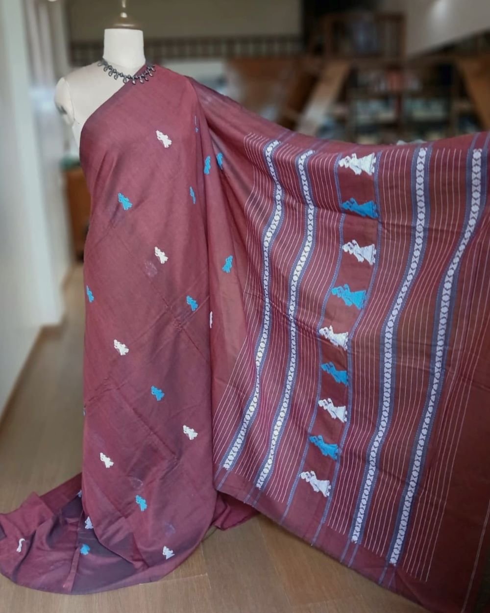 Gollabhama (milkmaid / gopika) handweave saree in cotton – (WGHS0010) - Image 2