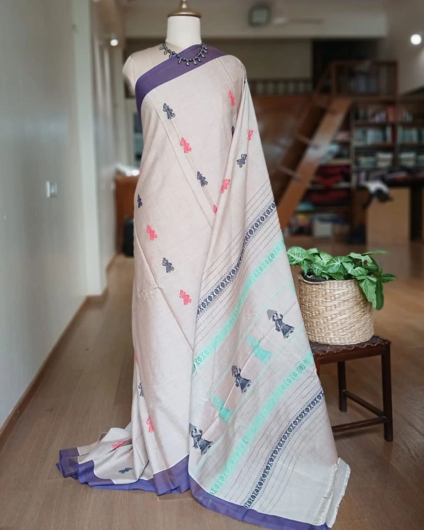 Gollabhama (milkmaid / gopika) handweave saree in cotton - (WGHS0005)