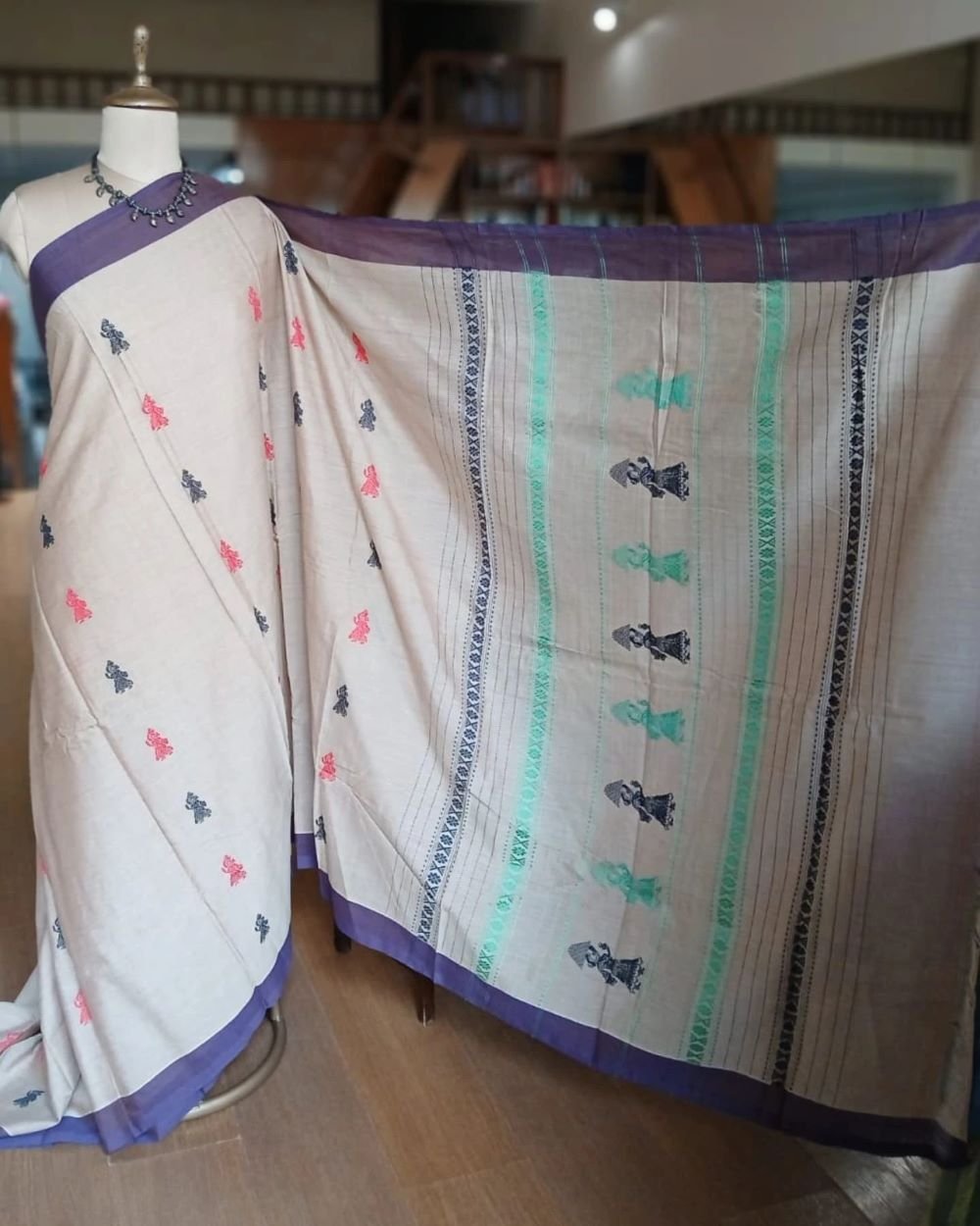 Gollabhama (milkmaid / gopika) handweave saree in cotton - (WGHS0005) - Image 2