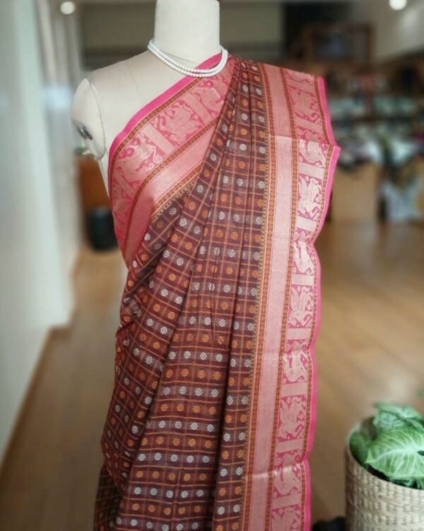No Zari Ayiram Butta Kanchipuram handweave in cotton - (KANC1114) - Image 3