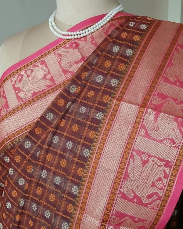 No Zari Ayiram Butta Kanchipuram handweave in cotton - (KANC1114) - Image 4