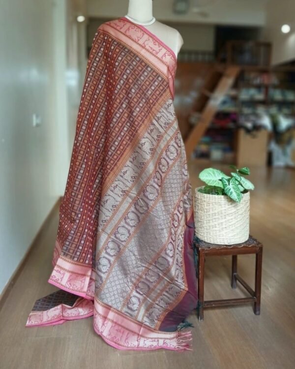 No Zari Ayiram Butta Kanchipuram handweave in cotton - (KANC1114) - Image 6