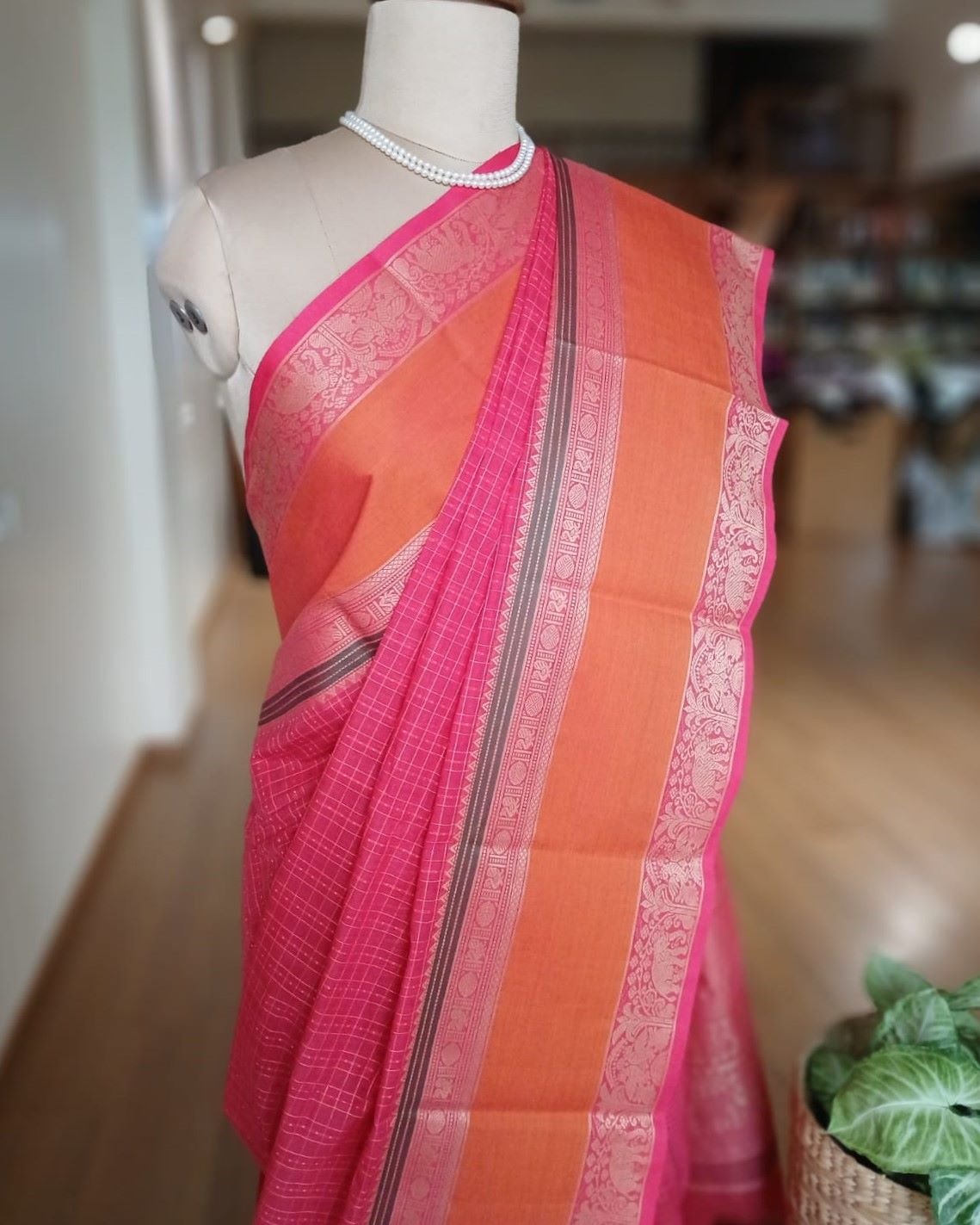 No Zari Lakshadeepam handweave in cotton - (KANC1123) - Image 3