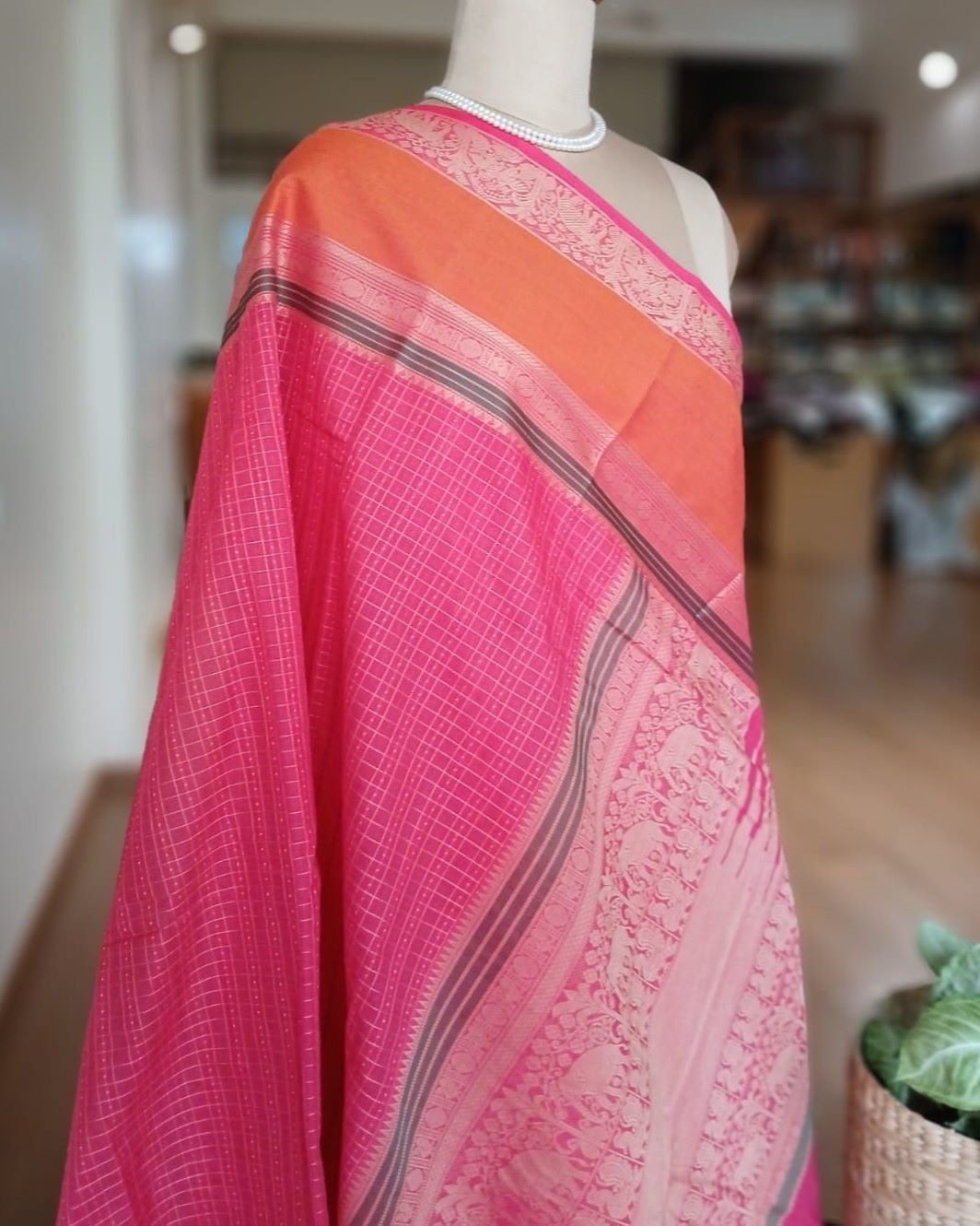 No Zari Lakshadeepam handweave in cotton - (KANC1123) - Image 5