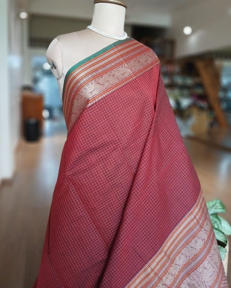 No Zari Lakshadeepam Handweave in Cotton Saree– (KANC1125) - Image 2