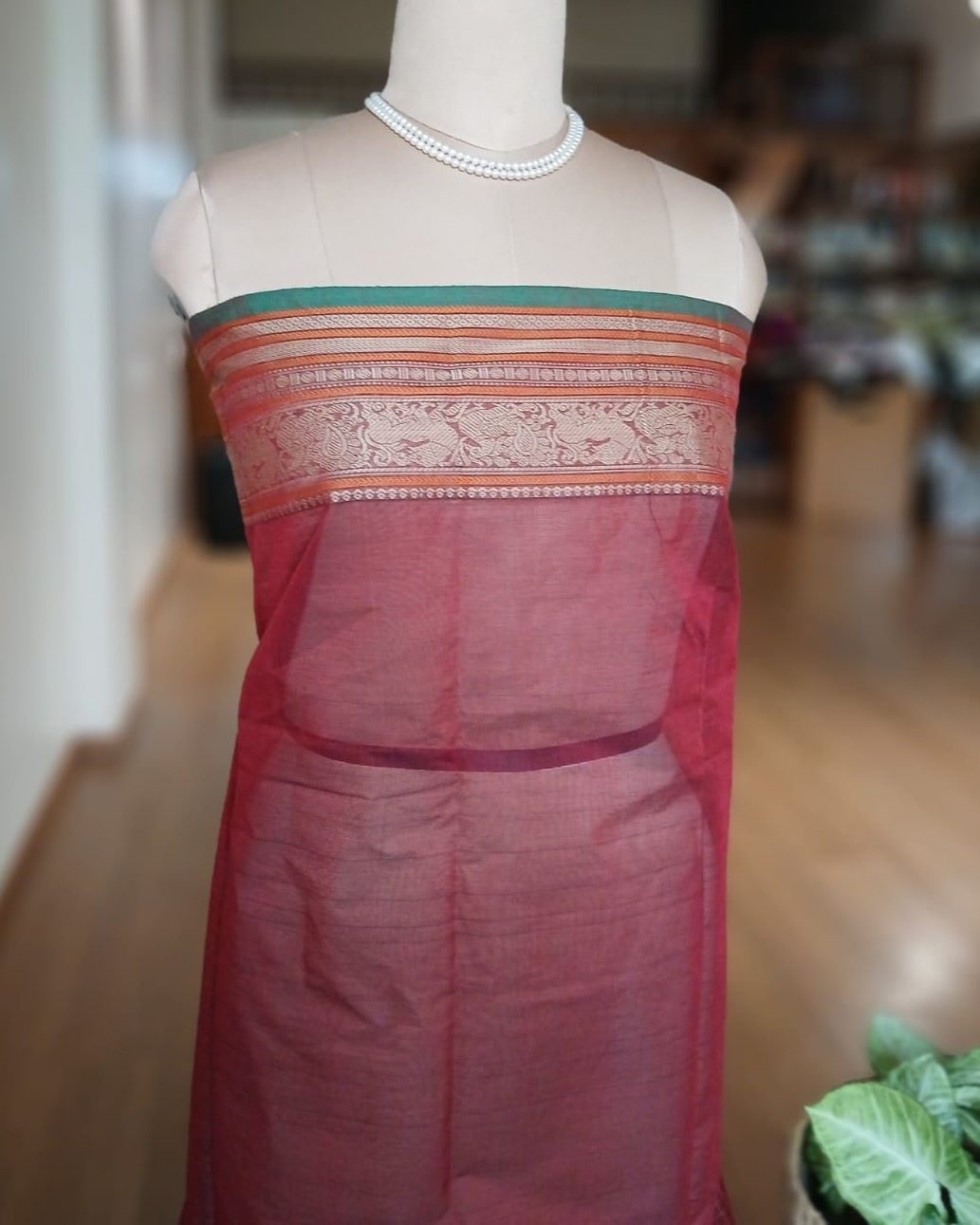 No Zari Lakshadeepam Handweave in Cotton Saree– (KANC1125) - Image 7