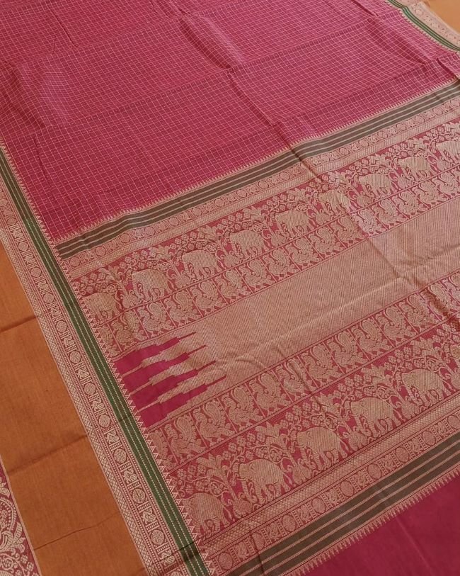 No Zari Lakshadeepam handweave in cotton - (KANC1123) - Image 9