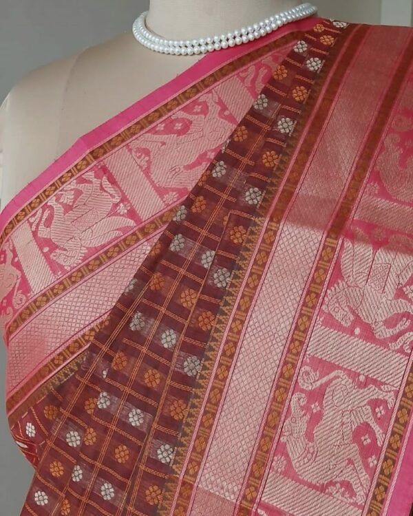 No Zari Ayiram Butta Kanchipuram handweave in cotton – (KANC1119) - Image 4