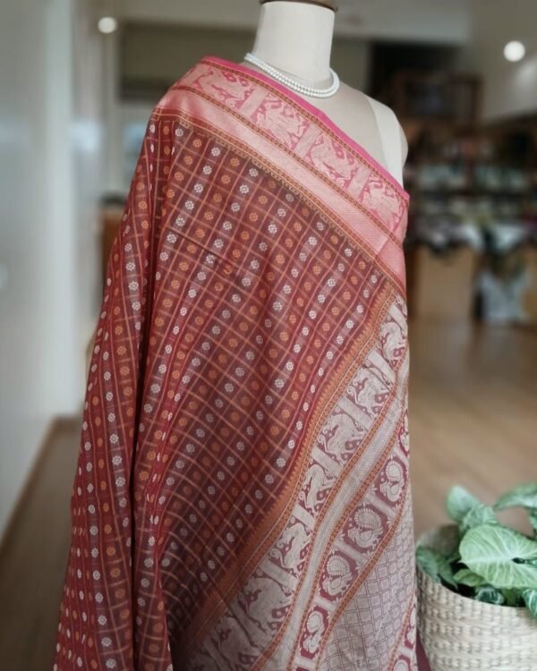 No Zari Ayiram Butta Kanchipuram handweave in cotton – (KANC1119) - Image 7