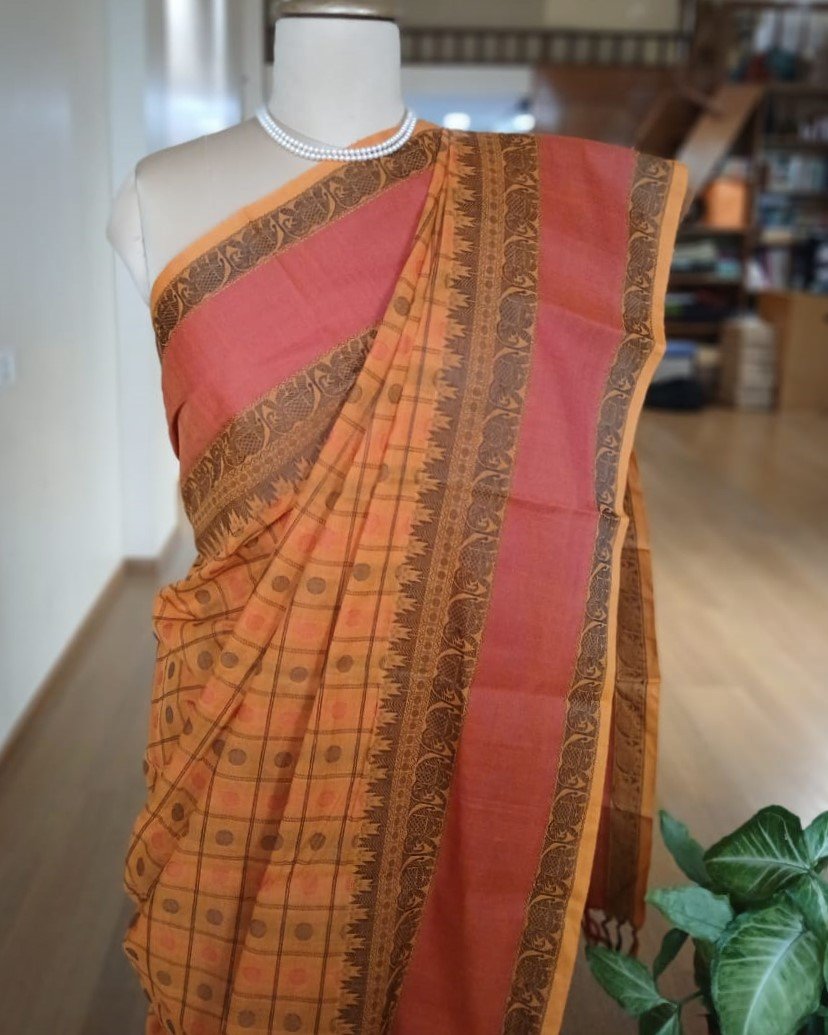 No Zari Ayiram Butta Kanchipuram Handweave in Cotton – (KANC1134) - Image 3