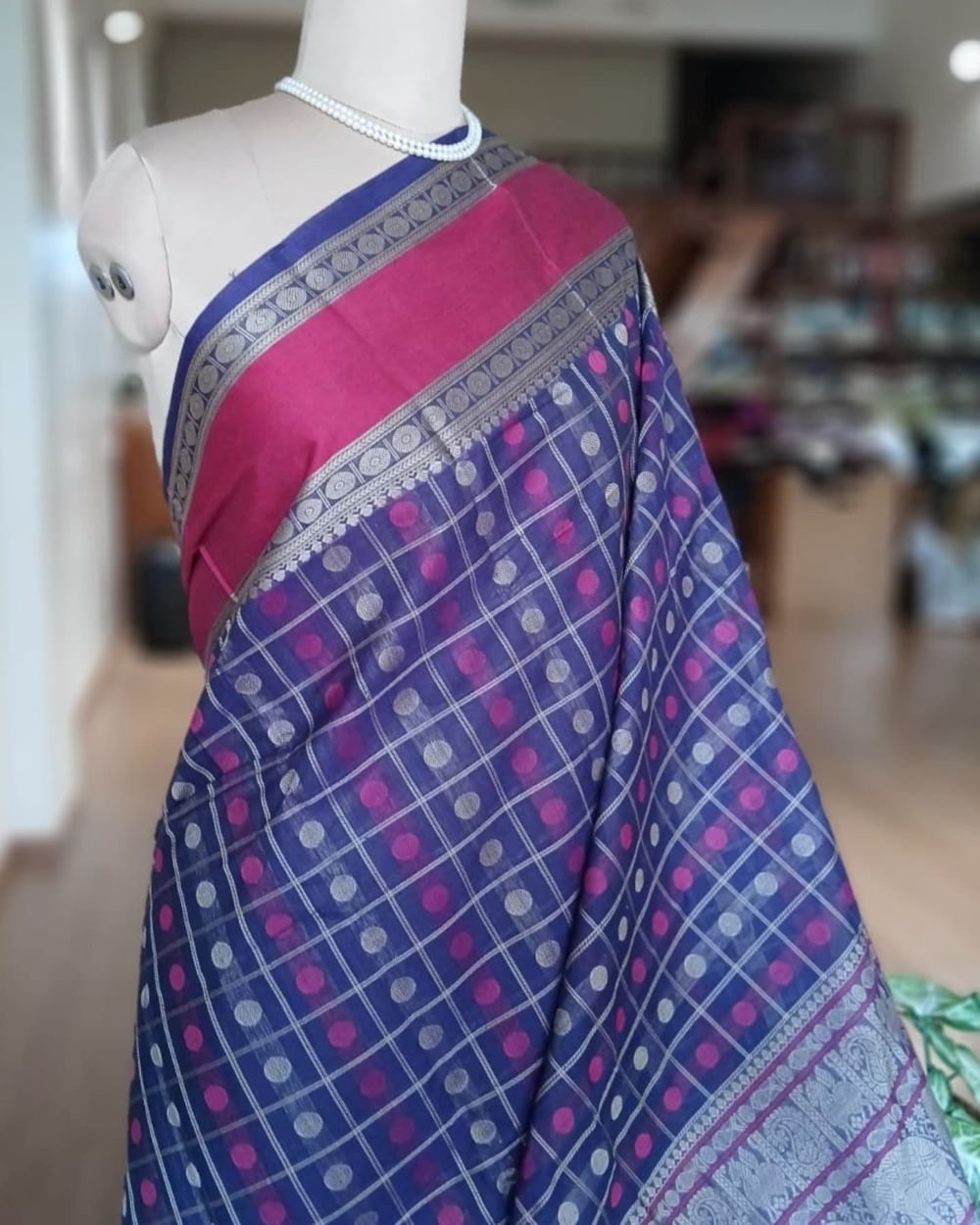 No Zari Ayiram Butta Kanchipuram handweave in cotton – (KANC1116)