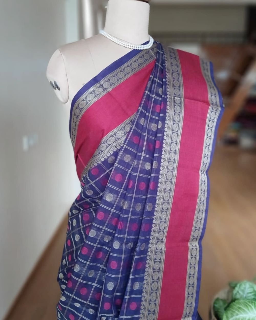 No Zari Ayiram Butta Kanchipuram handweave in cotton – (KANC1116) - Image 2
