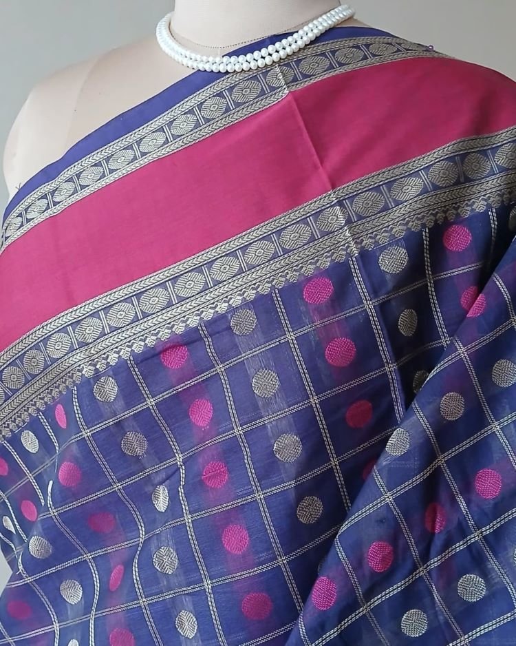 No Zari Ayiram Butta Kanchipuram handweave in cotton – (KANC1116) - Image 3