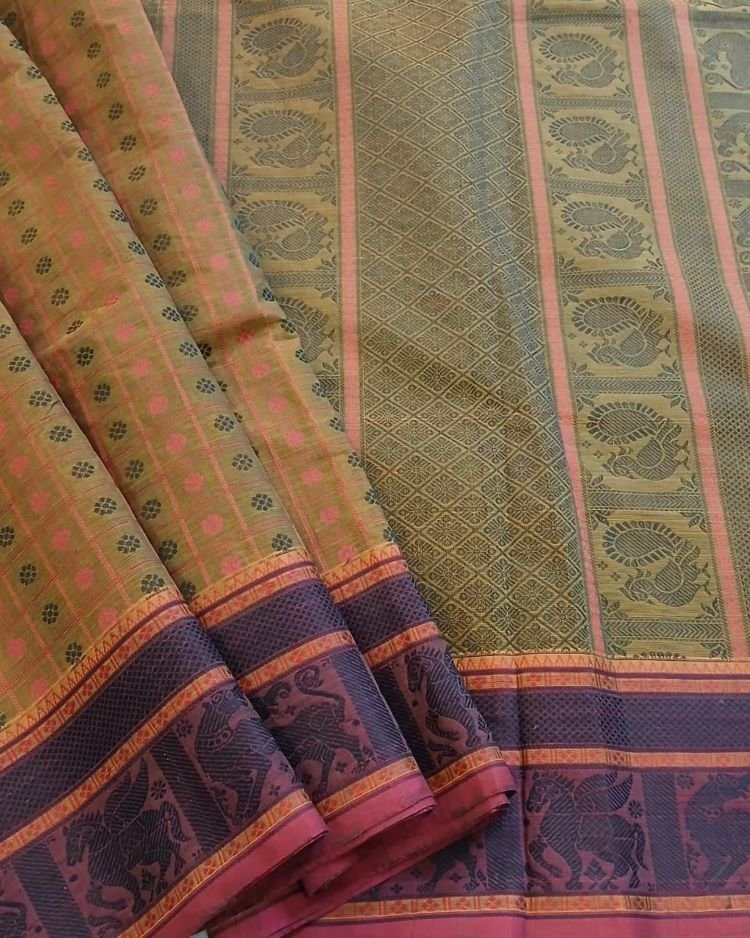 No Zari Ayiram Butta Kanchipuram Handweave in Cotton – (KANC1127)