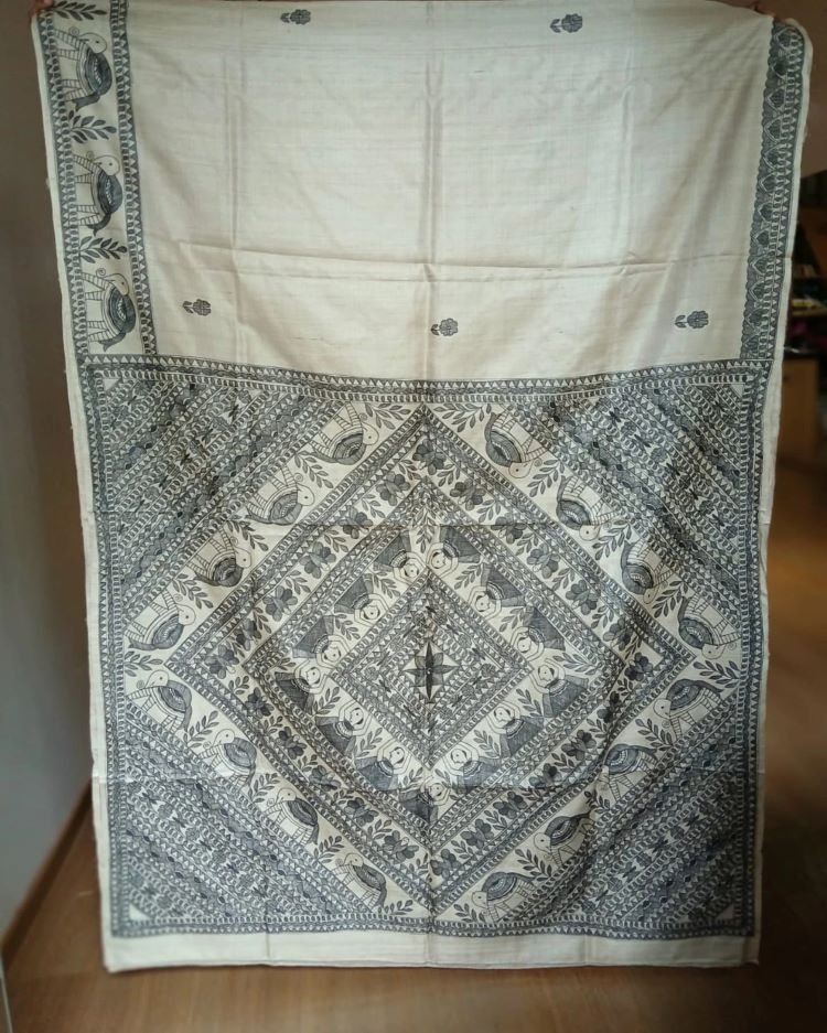 Madhubani on Tussar Silk – (MADT0004) - Image 6