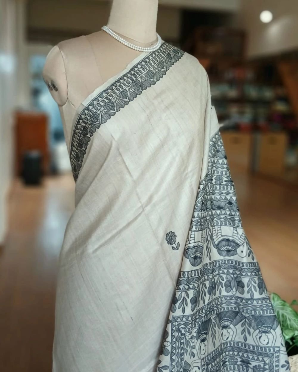 Madhubani on Tussar Silk – (MADT0004) - Image 2