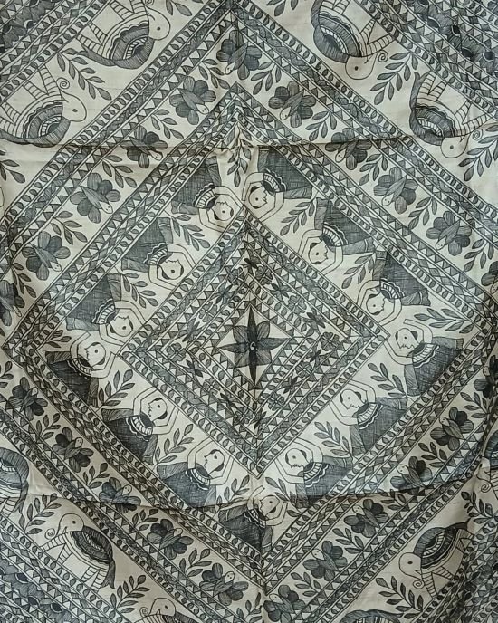 Madhubani on Tussar Silk – (MADT0004) - Image 8