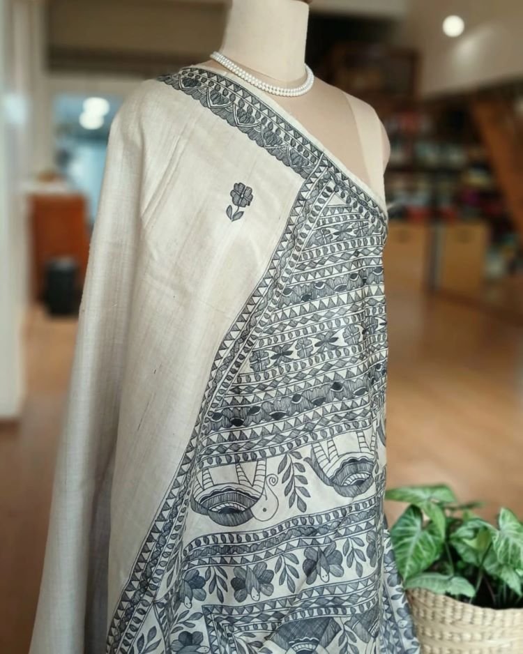 Madhubani on Tussar Silk – (MADT0004) - Image 5