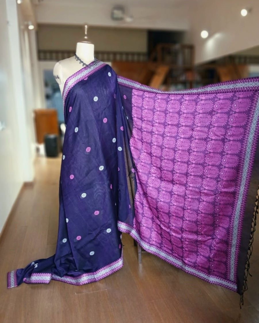 Assam Paat (Mulberry Silk) x Fine Cotton Handweave Saree – (APHS0002) - Image 9